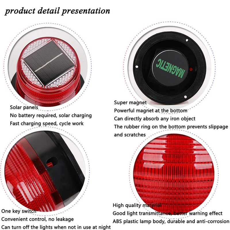 RISOON Solar Strobe Warning Safety Flashing Light/Ceiling Strobe Light, with Strong Magnetic Base Waterproof for Construction, Traffic, Factory, Crane Tower, Boat Navigation (Yellow) - Image 3